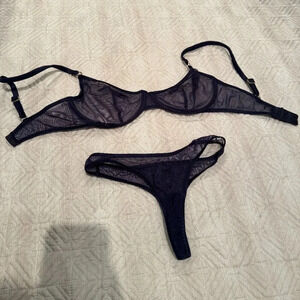 NEW Navy Blue Rosemary Bra  and Panties Matching Set, Marie Mur, 34D and S